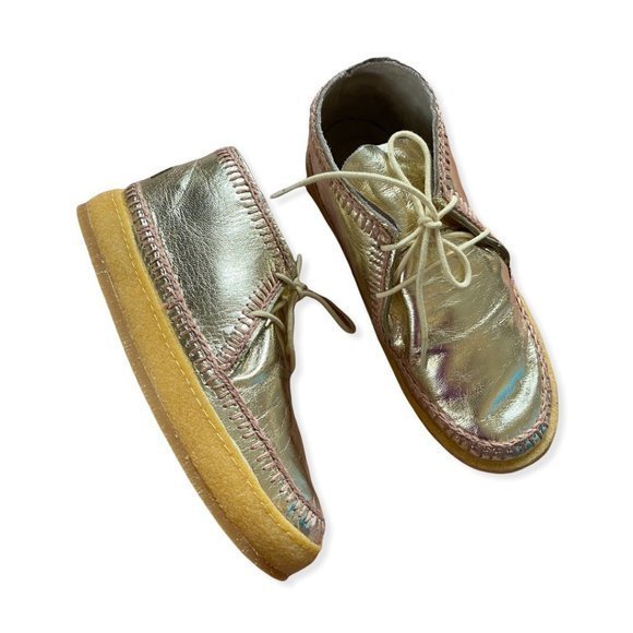 NWT Laidback London Crochet-Accented Booties Gold Anthropologie sz 6 Womens Boot - Picture 4 of 12